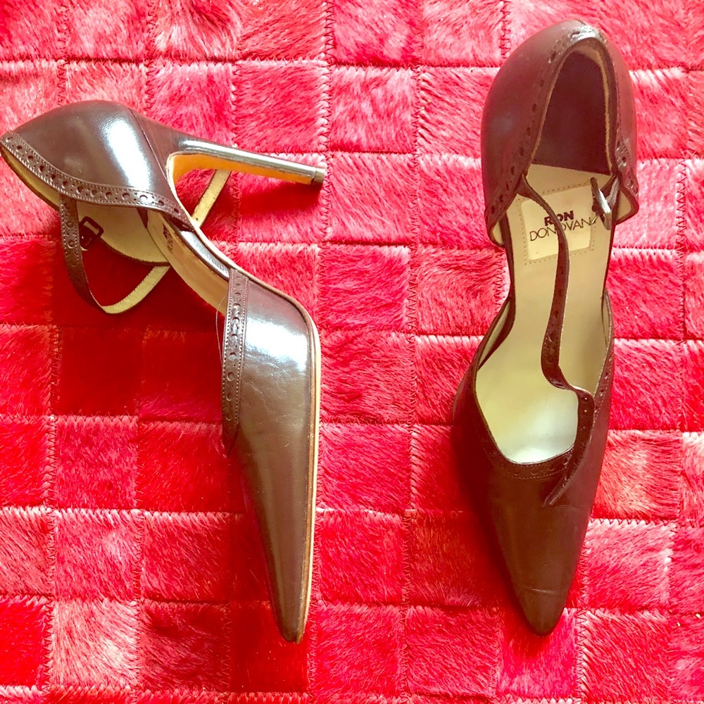 Ron Donovan Brown Leather Maryjanes Shoes sz 39